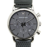 Emporio Armani Luigi Chronograph Quartz Grey Dial Grey Leather Strap Watch For Men - AR1735