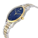 Emporio Armani Classic Quartz Blue Dial Two Tone Steel Strap Watch For Men - AR1868