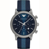 Emporio Armani Luigi Chronograph Quartz Blue Dial Blue Nylon Strap Watch For Men - AR1949