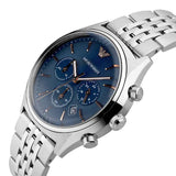 Emporio Armani Luigi Chronograph Quartz Blue Dial Silver Steel Strap Watch For Men - AR1974