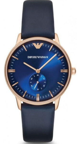 Emporio Armani Classic Quartz Blue Dial Blue Leather Strap Watch