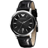 Emporio Armani Classic Quartz Black Dial Black Leather Strap Watch For Men - AR2429