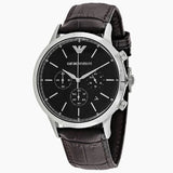 Emporio Armani Renato Chronograph Black Dial Brown Leather Strap Watch For Men - AR2482