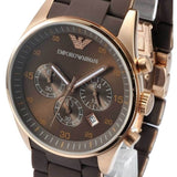 Emporio Armani Sportivo Chronograph Brown Dial Brown Silicone Strap Watch For Men - AR5891