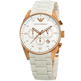 Emporio Armani Sportivo Chronograph White Dial White Rubber Strap Watch For Men - AR5919