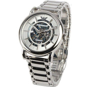 Emporio Armani Meccanico Automatic Silver Dial Silver Steel Strap Watch for Men - AR60006