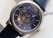 Emporio Armani Luigi Chronograph Blue Dial Blue Leather Strap Watch For Men - AR60011