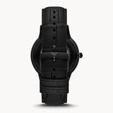 Emporio Armani Meccanico Skeleton Black Dial Black Leather Strap Watch For Men - AR60046