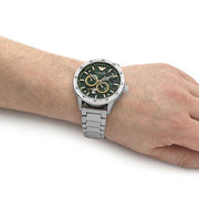 Emporio Armani Meccanico Automatic Green Dial Silver Steel Strap Watch For Men - AR60053