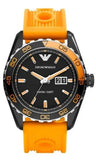 Emporio Armani Sportivo Quartz Black Dial Orange Rubber Strap Watch For Men - AR6046