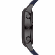 Emporio Armani Sportivo Chronograph Silver Dial Blue Leather Strap Watch for Men - AR6086