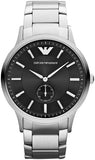 Emporio Armani Classic Quartz Black Dial Silver Steel Strap Watch For Men - AR9107