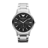 Emporio Armani Classic Quartz Black Dial Silver Steel Strap Watch For Men - AR9107