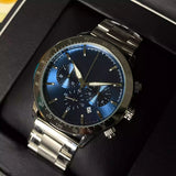 Emporio Armani Mario Chronograph Blue Dial Silver Steel Strap Watch For Men - AR11306