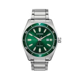 Citizen Eco Drive Vintage Green Dial Silver Steel Strap Watch For Men - AW1598-70X