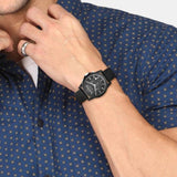 Armani Exchange Outerbanks Chronograph Black Dial Black Silicone Strap Watch For Men - AX1326