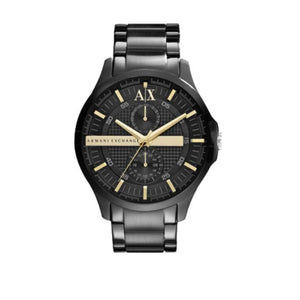 Armani Exchange Hampton Chronograph Black Dial Black Steel Strap Watch For Men - AX2121