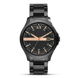 Armani Exchange Hampton Chronograph Black Dial Black Steel Strap Watch For Men - AX2150