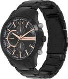 Armani Exchange Chronograph Black Dial Black Steel Strap Watch For Men - AX2429