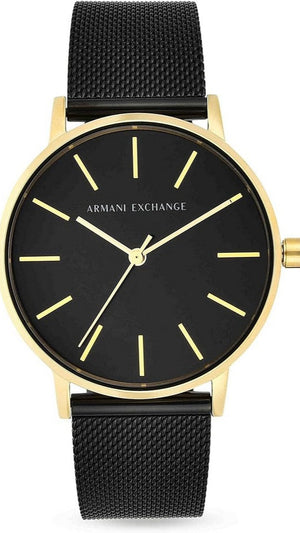 Armani Exchange Lola Three Hand Black Dial Black Mesh Strap Watch For Women - AX5548