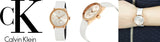 Calvin Klein Accent Silver Dial White Leather Strap Watch for Women - K2Y216K6