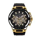 Guess Matrix Multifunction Gold Dial Black Rubber Strap Watch For Men - GW0423G2