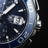 Tag Heuer Aquaracer Calibre 16 43mm Blue Dial Silver Steel Strap Watch untuk Pria - CAY211B.BA0927