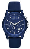 Armani Exchange Outerbanks Chronograph Blue Dial Blue Silicone Strap Watch For Men - AX1327