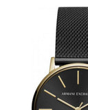 Armani Exchange Lola Three Hand Black Dial Black Mesh Strap Watch For Women - AX5548