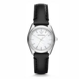 Emporio Armani Analog White Dial Black Leather Strap Watch For Women - AR6026