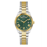 Guess Luna Quartz Green Dial Two Tone Steel Strap Watch For Women - GW0308L5