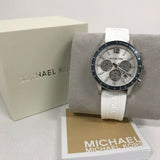 Michael Kors Berkley Chronograph Silver Dial White Rubber Strap Watch For Women - MKO1040