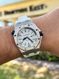 Audemars Piguet Royal Oak Offshore Diver White Dial White Rubber Strap Watch for Men - 15710ST.OO.A010CA.01