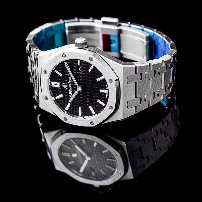 Audemars Piguet Royal Oak Quartz Black Dial Silver Steel Strap