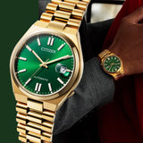 Citizen Tsuyosa Automatic Green Dial Gold Steel Strap Watch For Men - NJ0152-51X