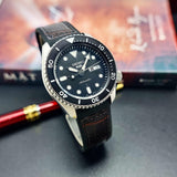 Seiko 5 Sports SKX Automatic Black Dial Black Leather Strap Watch for Men - SRPD55K2