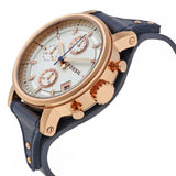 Fossil Original Boyfriend Chronograph White Dial Navy Blue Leather Strap Watch for Women - ES3838