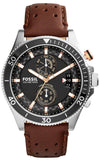Fossil Wakefield Black Dial Brown Leather Strap Watch for Men - CH2944