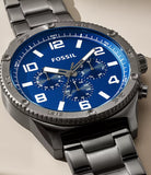 Fossil Brox Multifunction Blue Dial Grey Steel Strap Watch for Men - BQ2798