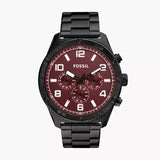 Fossil Brox Multifunction Maroon Dial Black Steel Strap Watch for Women - BQ2803