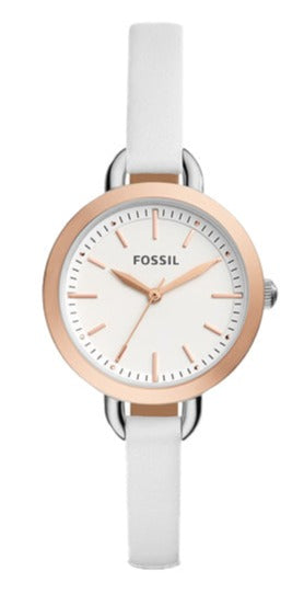 Fossil Classic Minute White Dial White Leather Strap Watch  display picture 2