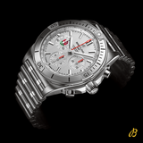 Breitling Chronomat B01 42 Six Nations England White Dial Silver Steel Strap Watch for Men - AB0134A71A1A1