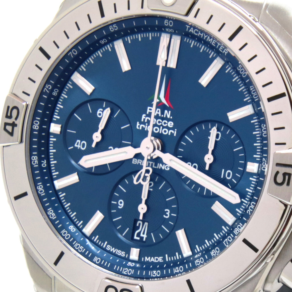 Breitling Chronomat B01 42 Frecce Tricolori Blue Dial Silver Steel Strap Watch for Men - AB01344A1C1A1
