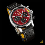 Breitling Top Time B01 Chevrolet Corvette Red Dial Black Leather Strap Watch for Men - AB01761A1K1X1