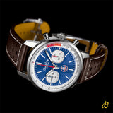 Breitling Top Time B01 Shelby Cobra Blue Dial Brown Leather Strap Watch for Men - AB01763A1C1X1