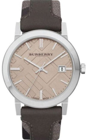 Burberry The City Grey Dial Leather Strap Watch for Men - BU9020