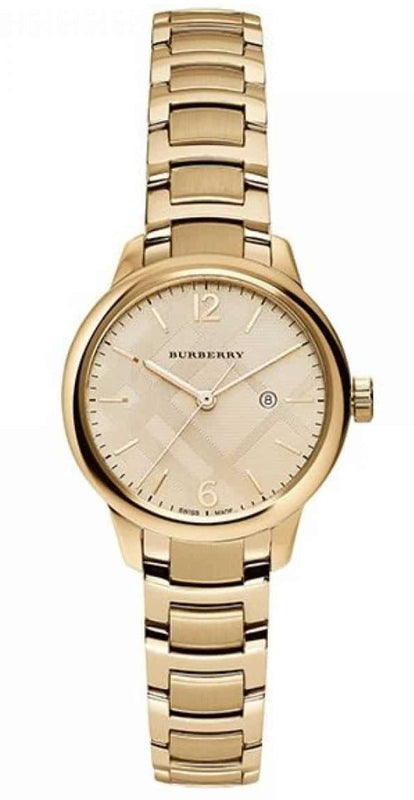 Burberry The Classic Champagne Gold Dial Gold Steel Strap Watch for Women - BU10109