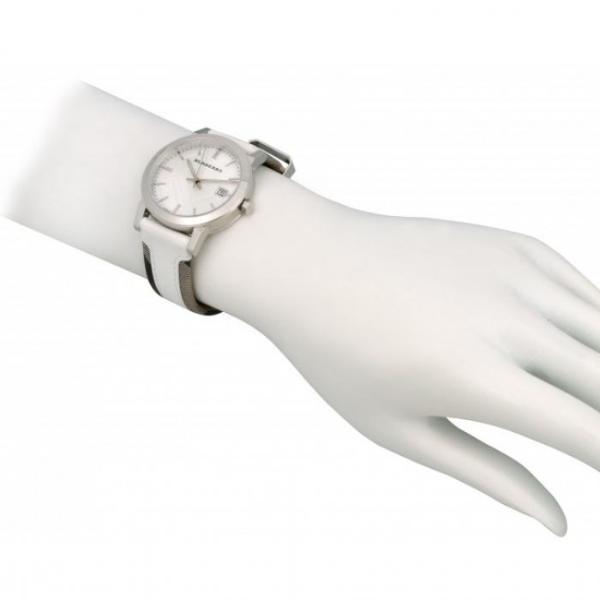 Burberry Silver-Tone Case White Dial Ladies Watch with Check Strap Burberry The City White Dial Silver Steel Strap Watch for Women main image 2