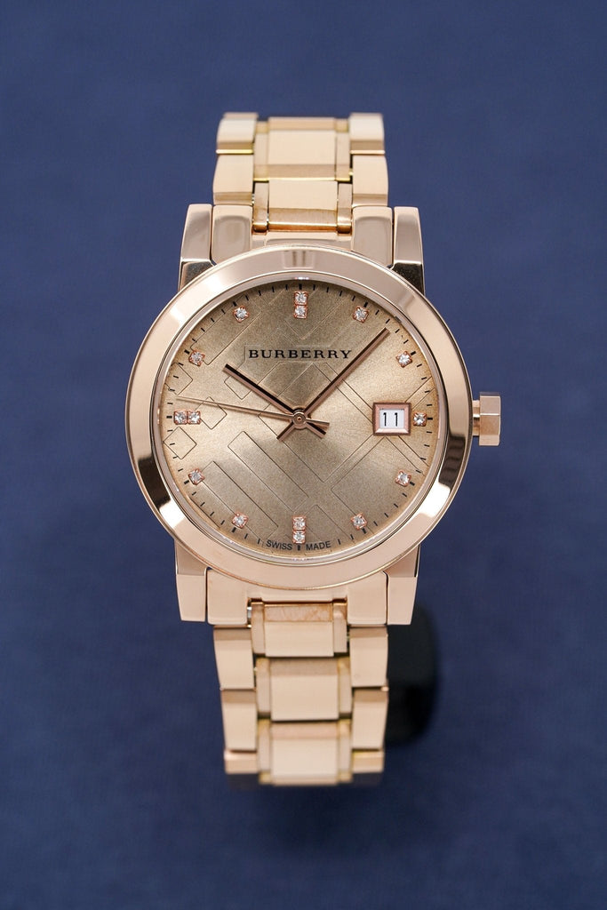 Burberry The City Diamonds Rose Gold Dial Rose Gold Steel Strap