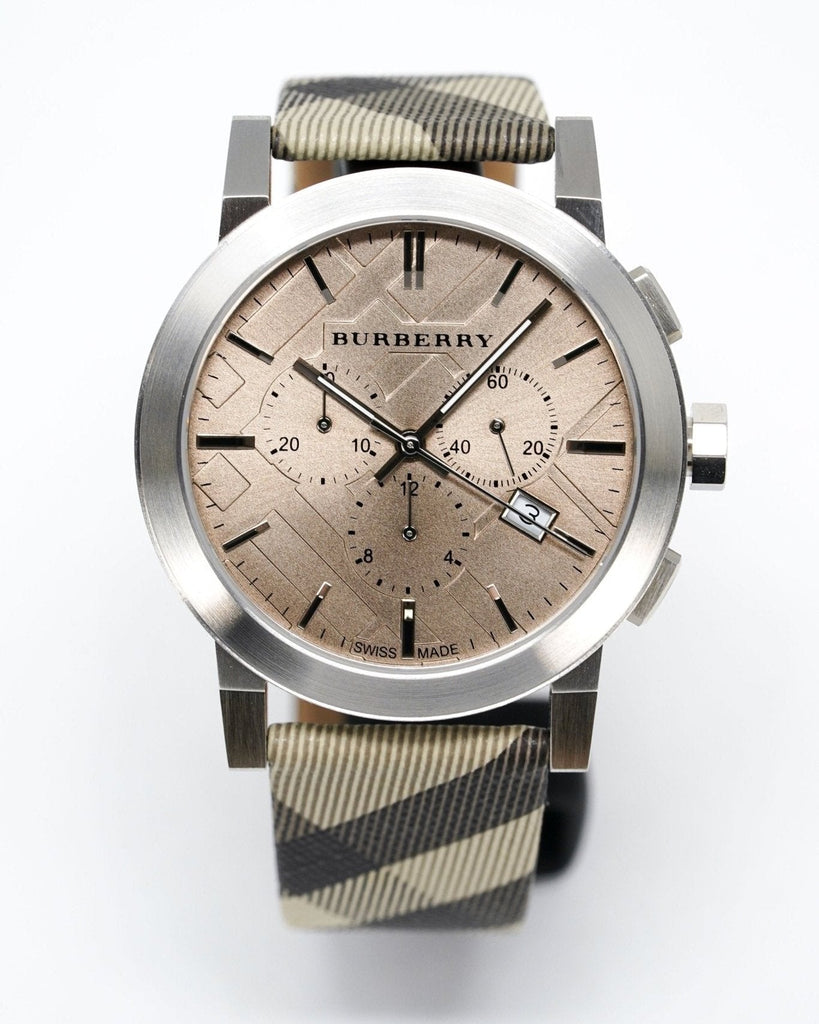 Burberry The City Smoked Brown Dial Brown Leather Strap Watch for Men